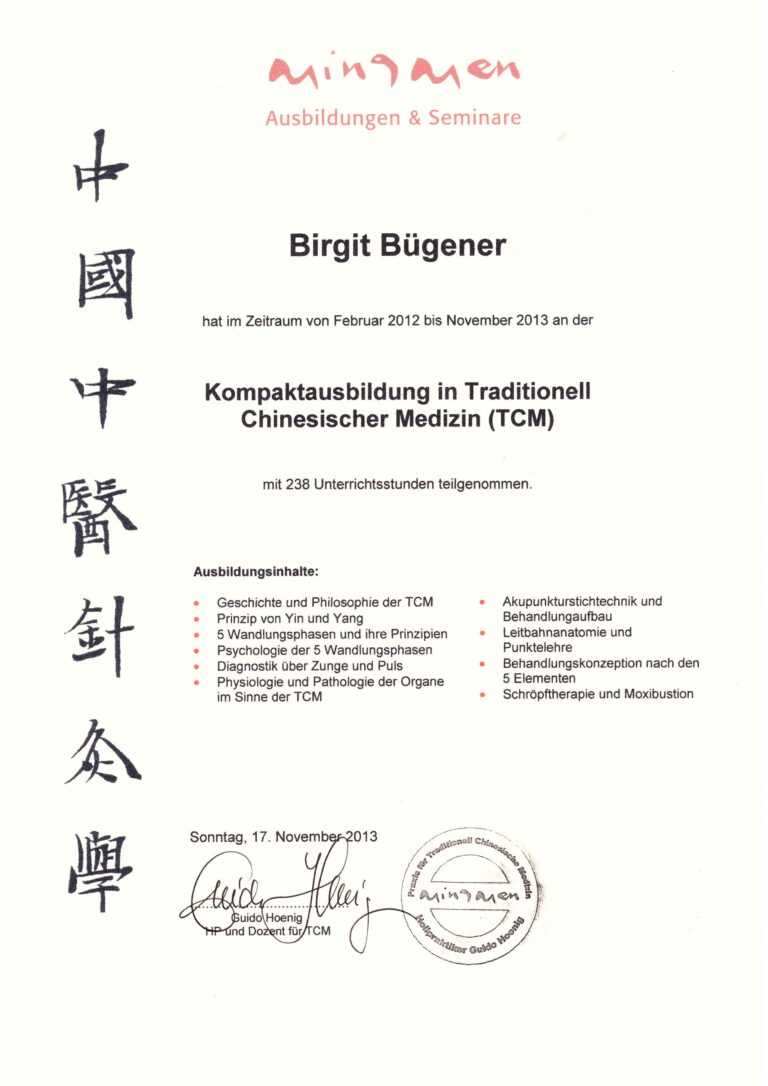 Birgit Bügener - Heilpraktikerin in Jena - _0002_TCM Kompaktausbildung Guido Hoenig 2013